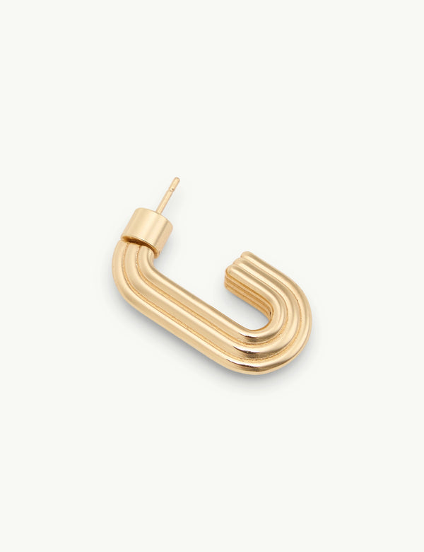 Gold Plated Elongated Hoop Earrings