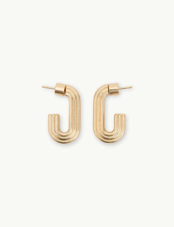 Gold Plated Elongated Hoop Earrings