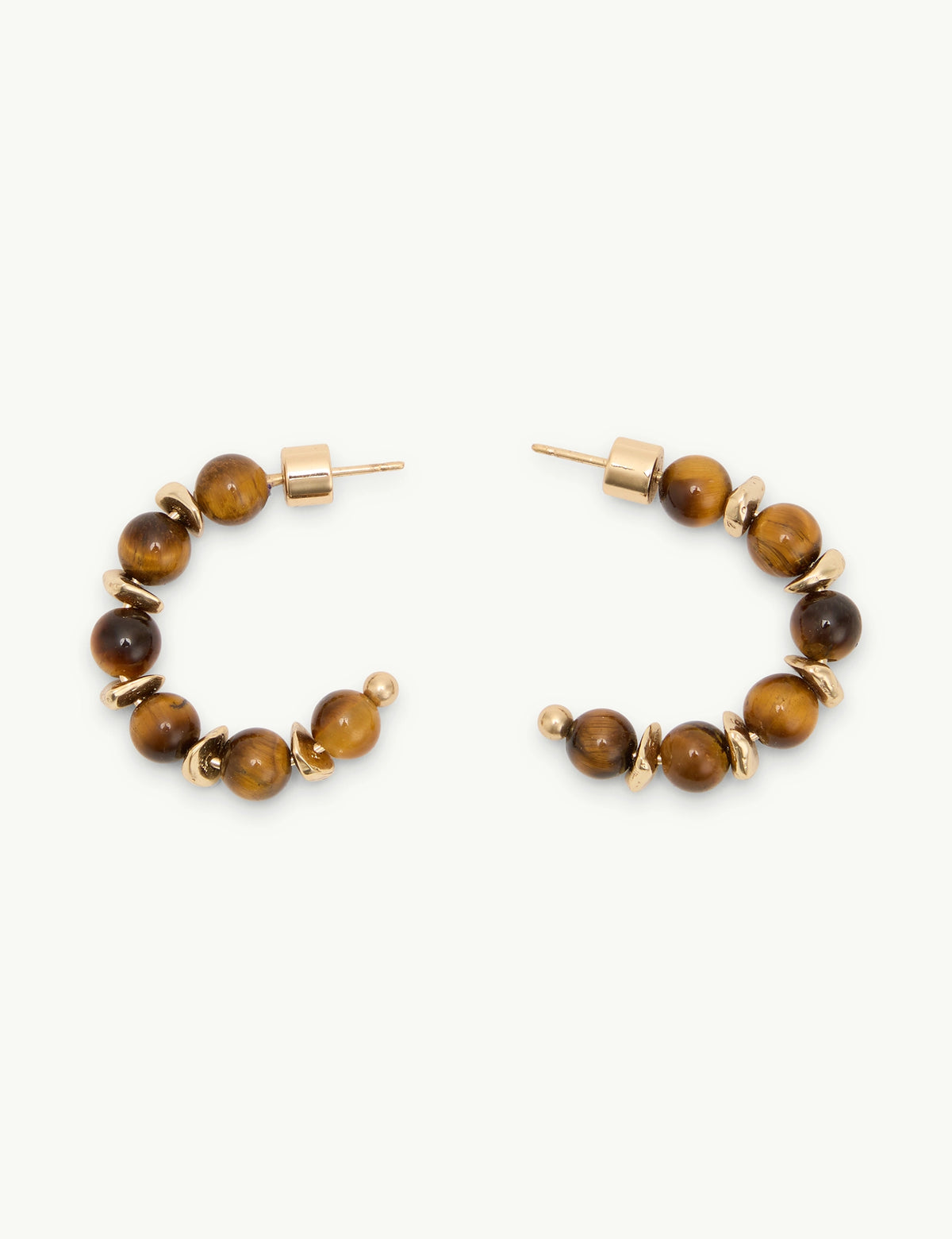 Tigers Eye Gold Plated Hoop Earrings