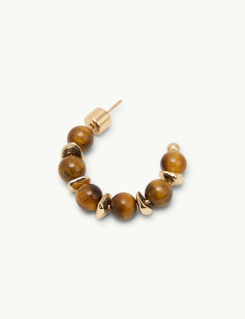 Tigers Eye Gold Plated Hoop Earrings