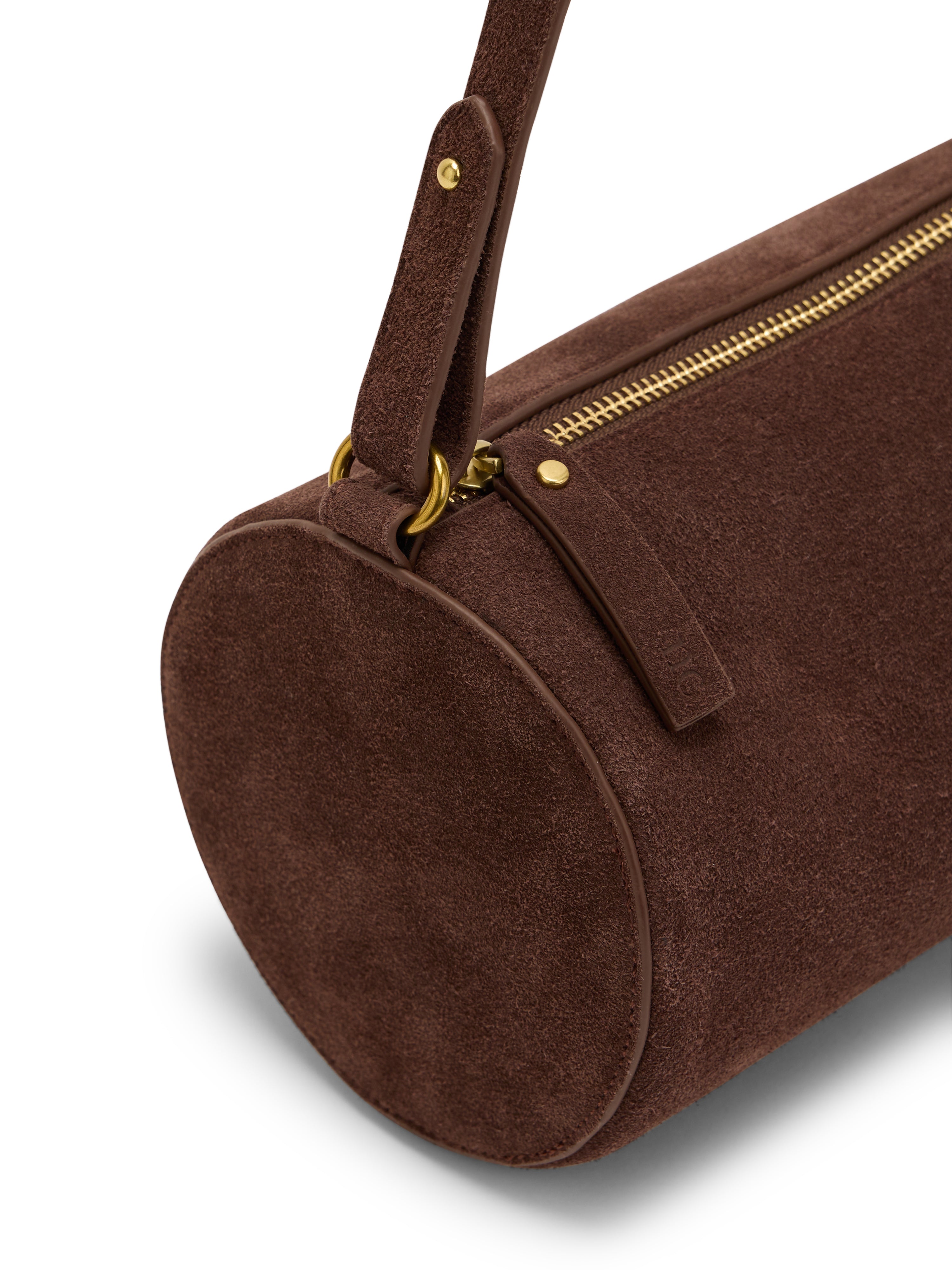 Chocolate Brown Suede Barrel Bag