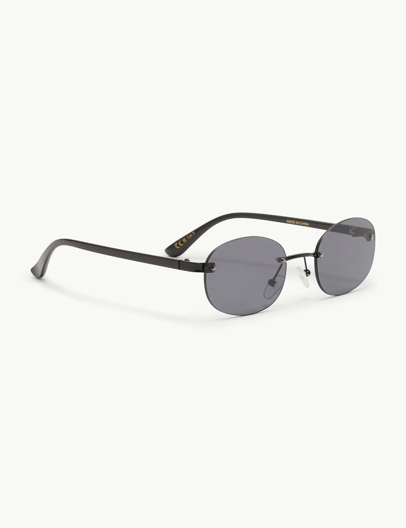 Black Oval Flare Sunglasses