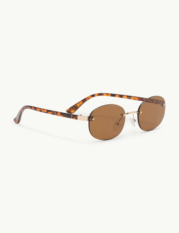 Brown Oval Flare Sunglasses
