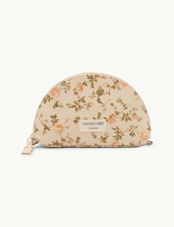 Floral Crescent Small Makeup Bag