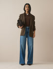 Brown Pinstripe Single Breasted Alexa Blazer