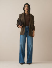 Brown Pinstripe Single Breasted Alexa Blazer
