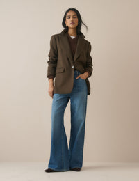 Brown Pinstripe Single Breasted Alexa Blazer
