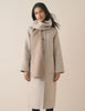Brown check wool-blend coat with matching scarf