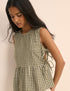 Green Gingham Side Tie Swing Top