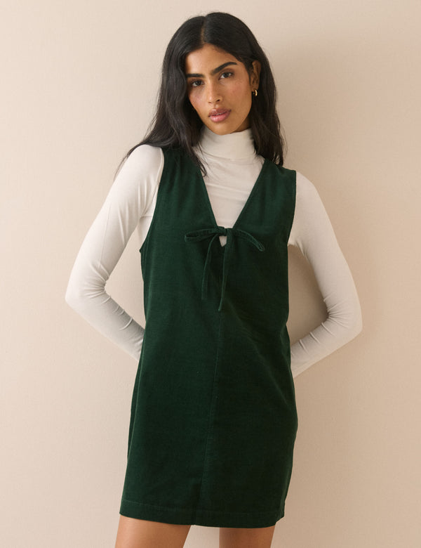 Forest Green Cord Nila Shift Mini Dress