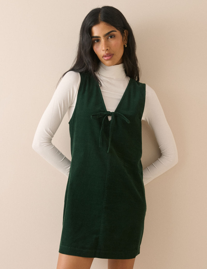 Forest Green Cord Nila Shift Mini Dress
