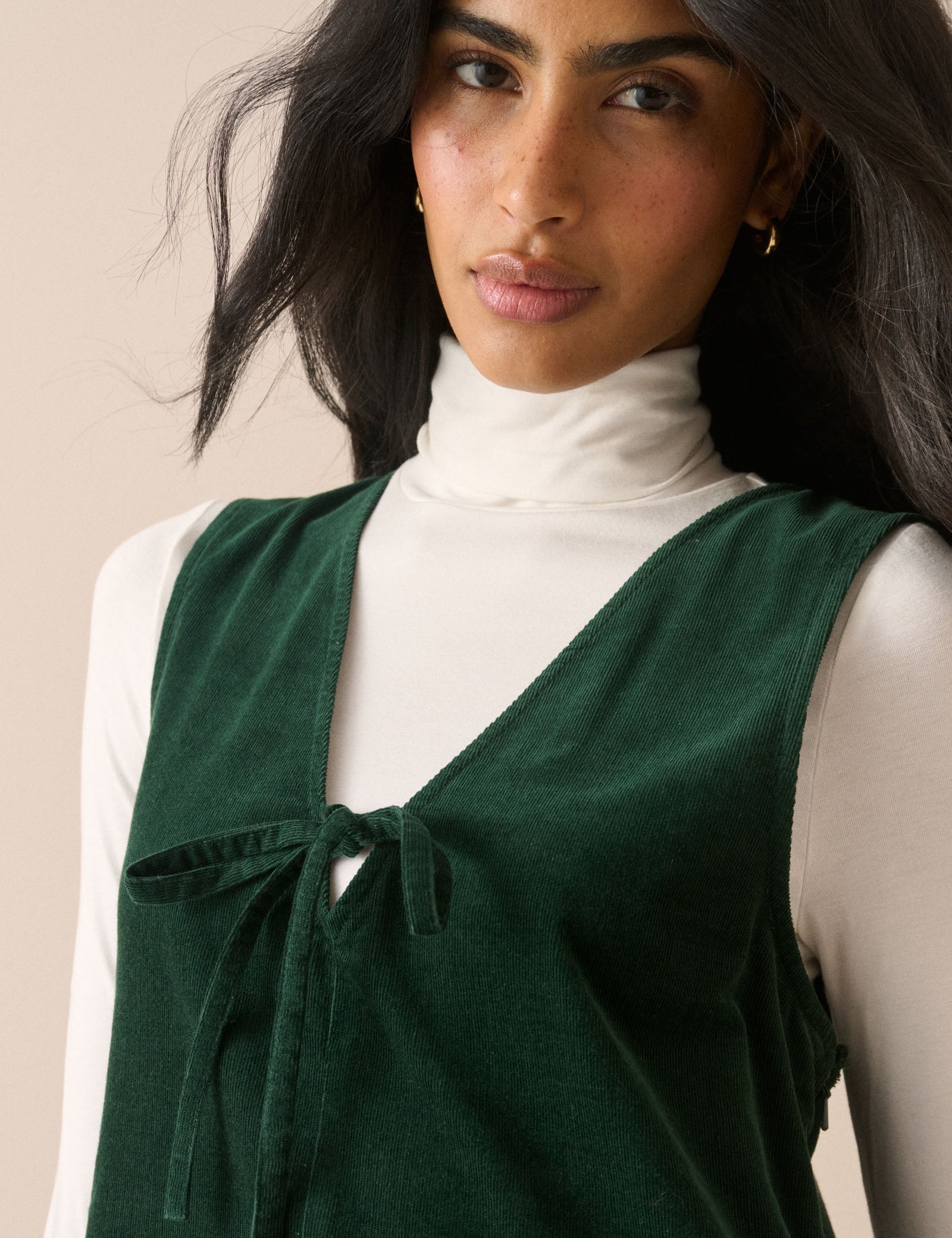 Forest Green Cord Nila Shift Mini Dress