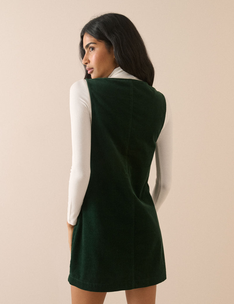 Forest Green Cord Nila Shift Mini Dress