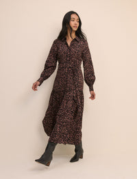 Brown Leopard Print Brooklyn Shirt Midi Dress