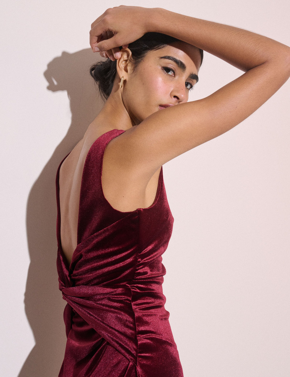Burgundy Velvet Margot Midi Dress