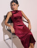 Burgundy Velvet Margot Midi Dress