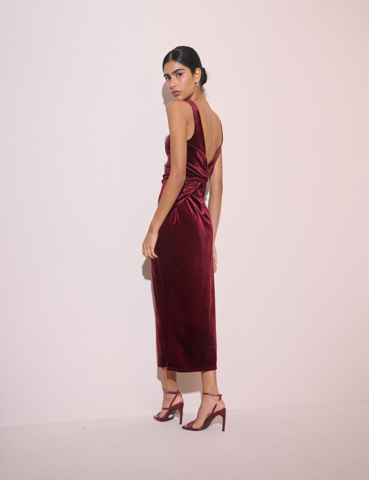 Burgundy Velvet Margot Midi Dress