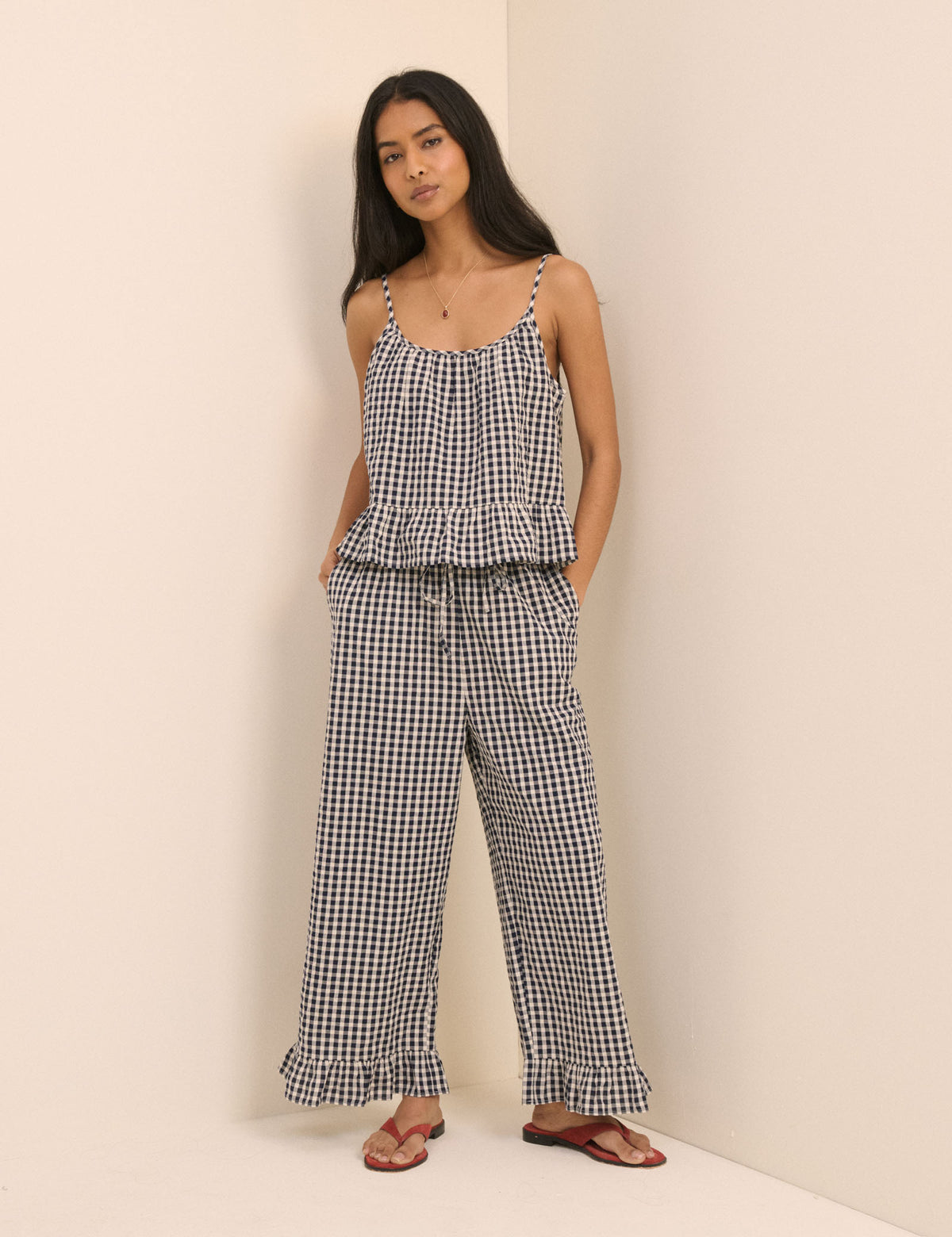 Navy Gingham Sia Top