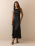 Black Satin Reign Midi Dress