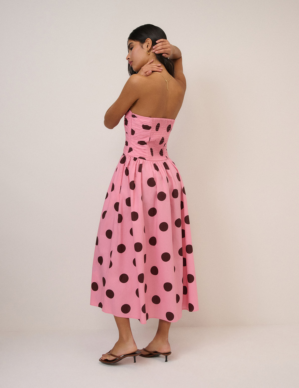 Pink Polka Dot Bandeau Alice Midi Dress