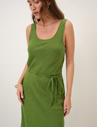 Green Linen-Blend Malia Maxi Dress