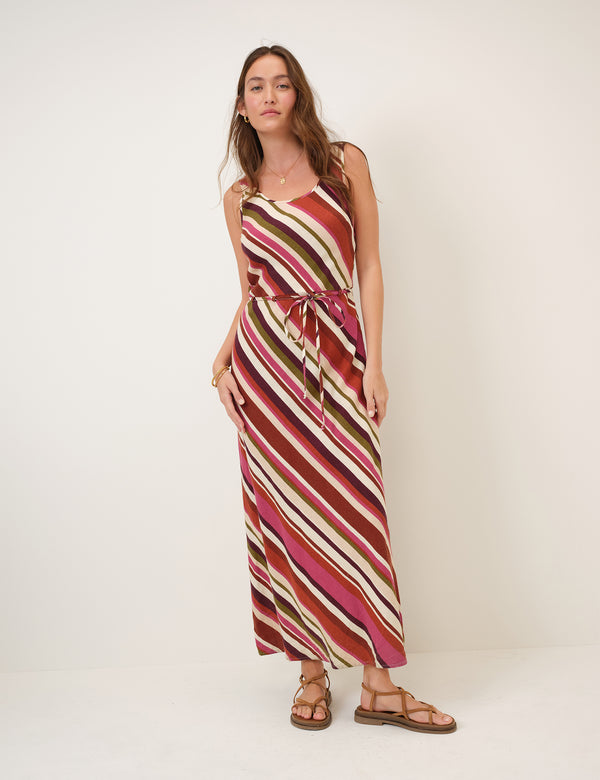 Multi Striped Linen-Blend Malia Maxi Dress