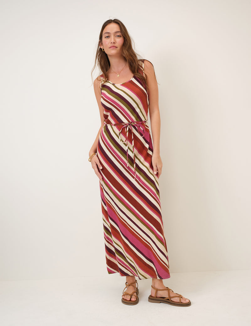 Multi Striped Linen-Blend Malia Maxi Dress