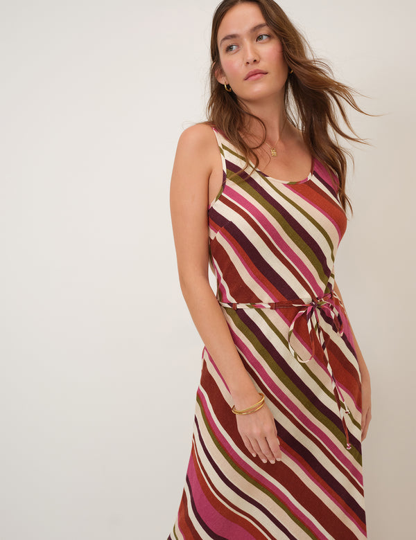 Multi Striped Linen-Blend Malia Maxi Dress