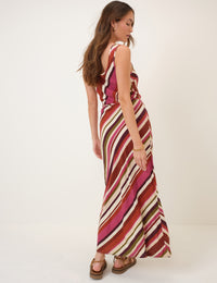 Multi Striped Linen-Blend Malia Maxi Dress