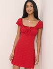 Red Embroidered Jersey Melissa Mini Dress