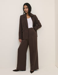 Brown Wide Leg Jax Crepe Trousers