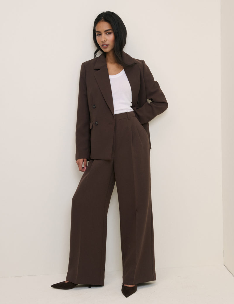 Brown Wide Leg Jax Crepe Trousers