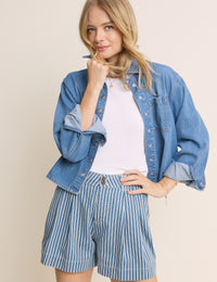 Blue Striped Albie Twill Short