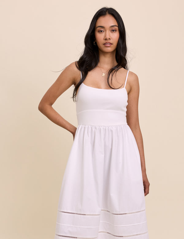 White Strappy Tiered Goldie Midi Dress