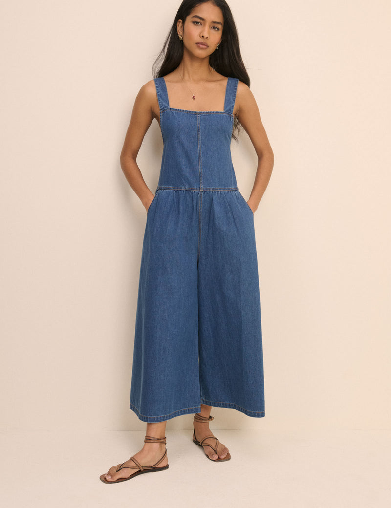 Dark Wash Denim Cropped Ralph Jumpsuit