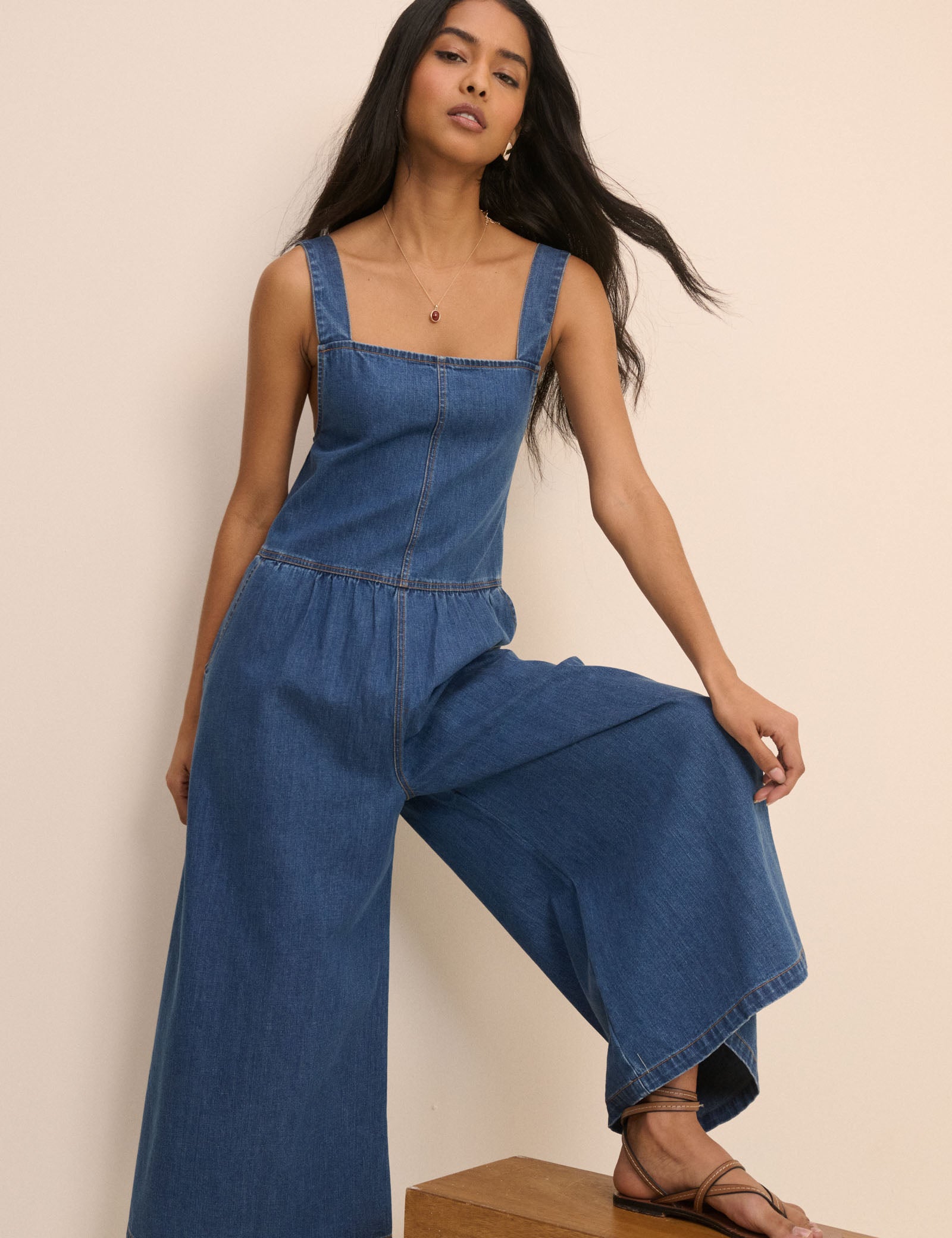 Dark Wash Denim Cropped Ralph Jumpsuit