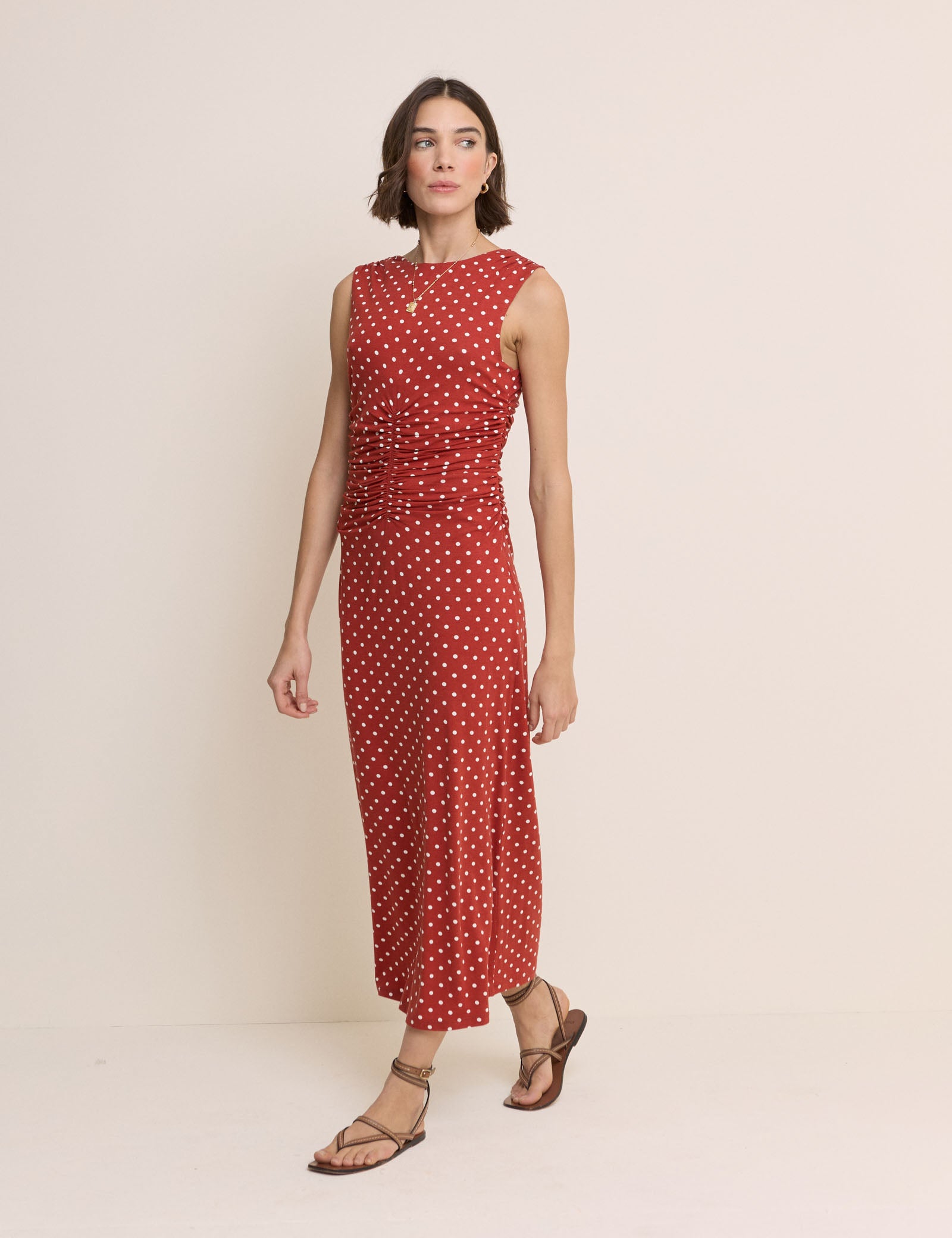 Red Polka Dot Jennifer Jersey Midi Dress
