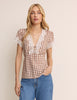 Brown Gingham Lace Trim Maeve Top