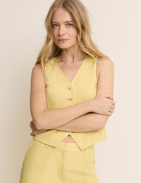 Yellow Linen-Blend Tailored Waistcoat