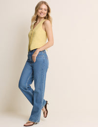 Yellow Linen-Blend Tailored Waistcoat