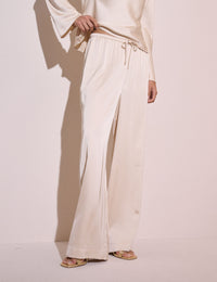 Cream Satin Wide Leg Lyra Trousers
