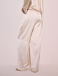 Cream Satin Wide Leg Lyra Trousers