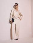 Cream Satin Wide Leg Lyra Trousers