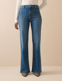 Blue High Rise Highbury Flare Jeans