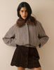 Heritage Check Faux Fur Collar Bomber Jacket
