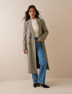 Brown check longline tailored duster coat