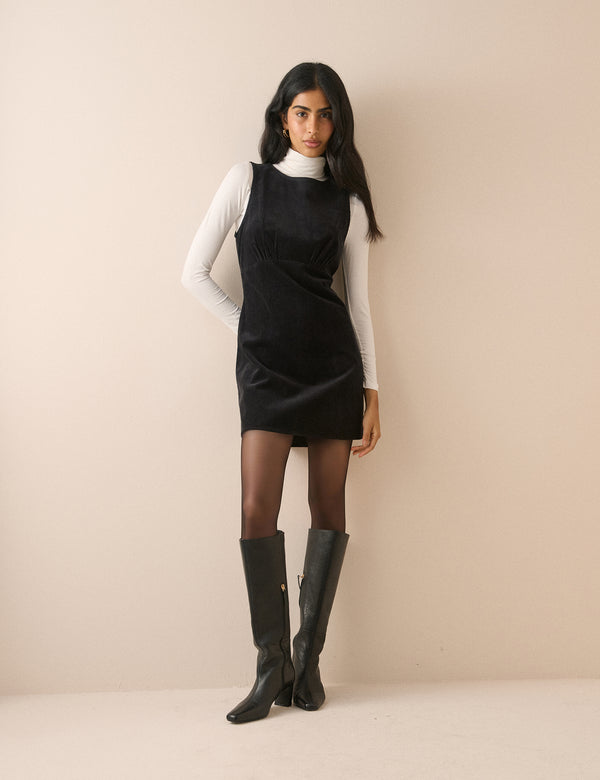Black Cord Vicky Cord Mini Dress