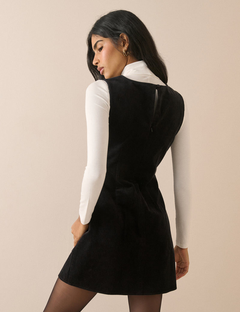 Black Cord Vicky Cord Mini Dress