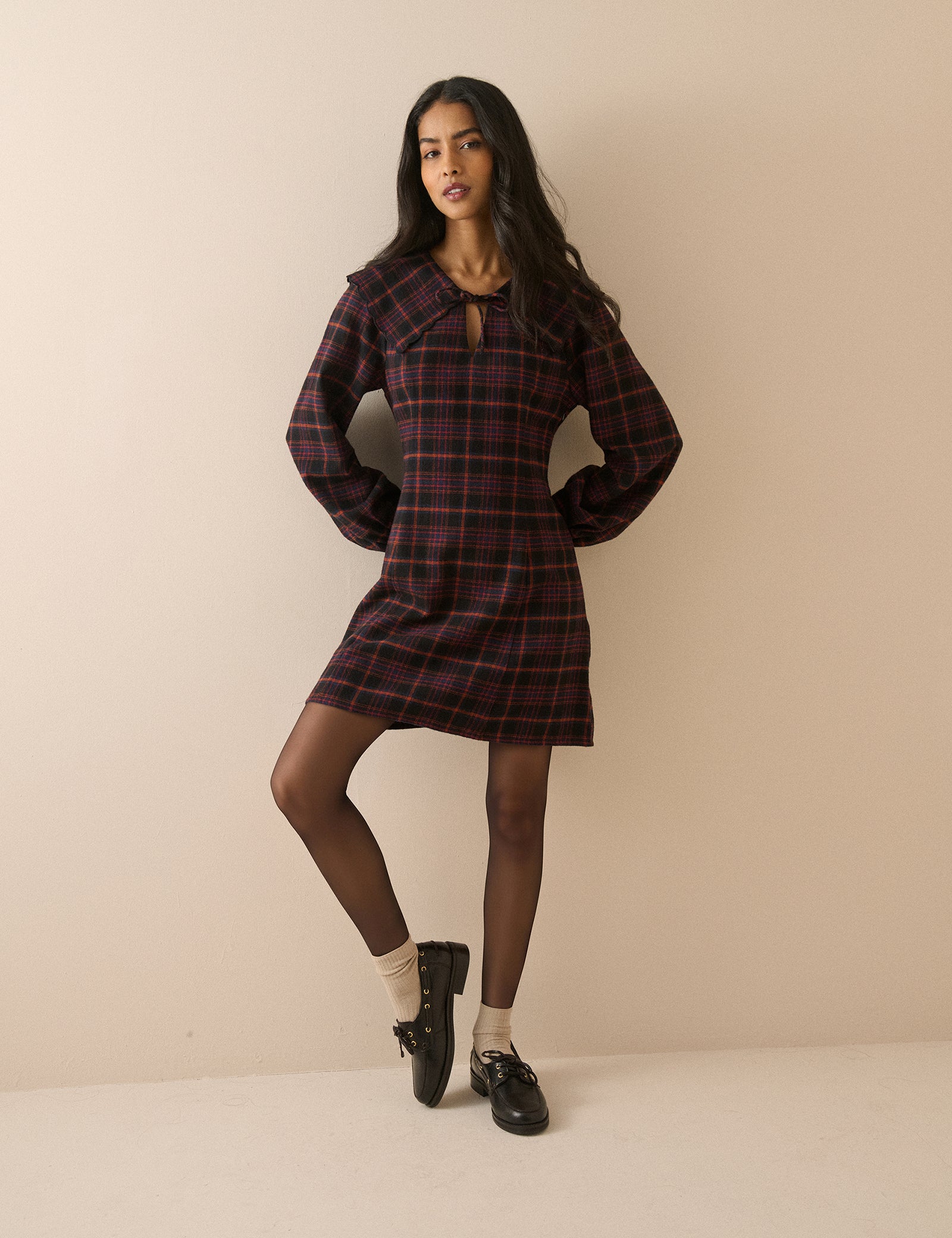 Black and Red Tartan Hannah Mini Dress | Nobody's Child