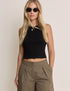 Black Cropped Racer Vest